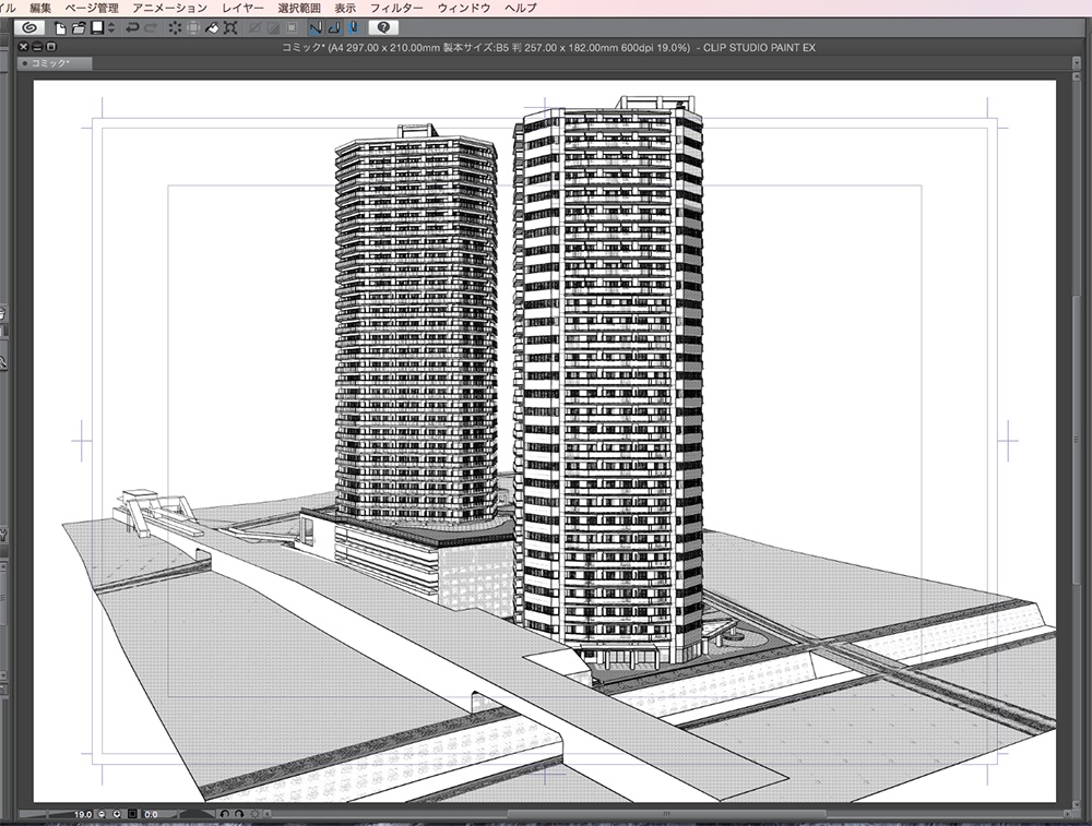 漫画背景用3D素材「タワーマンション」(CLIP STUDIO用 3Dオブジェクト.cs3o)