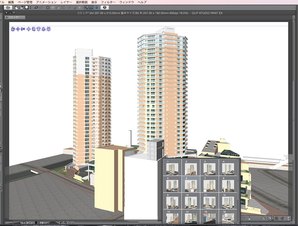 漫画背景用3D素材「タワーマンション」(CLIP STUDIO用 3Dオブジェクト.cs3o)