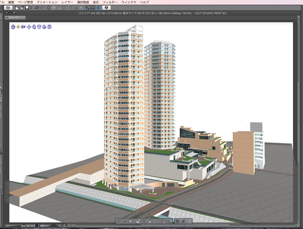 漫画背景用3D素材「タワーマンション」(CLIP STUDIO用 3Dオブジェクト.cs3o)