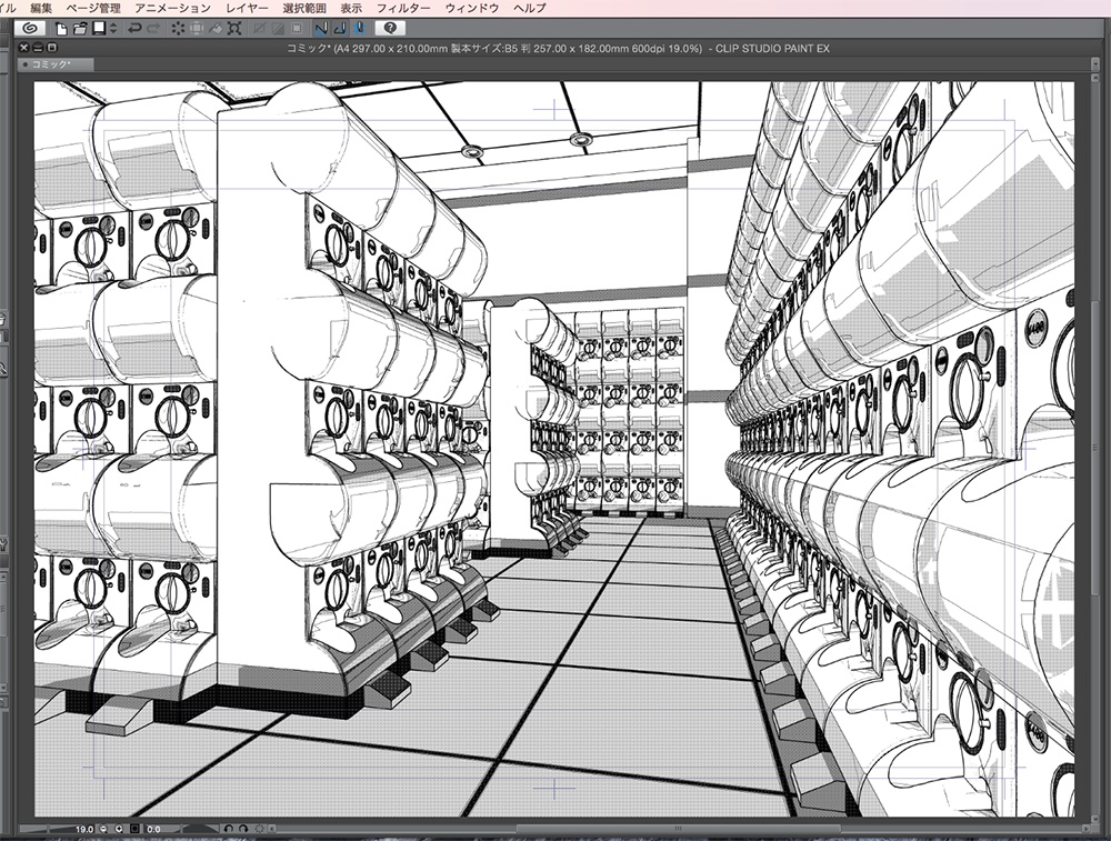 漫画背景用3D素材「カプセルトイショップ」(CLIP STUDIO用 3Dオブジェクト.cs3o)