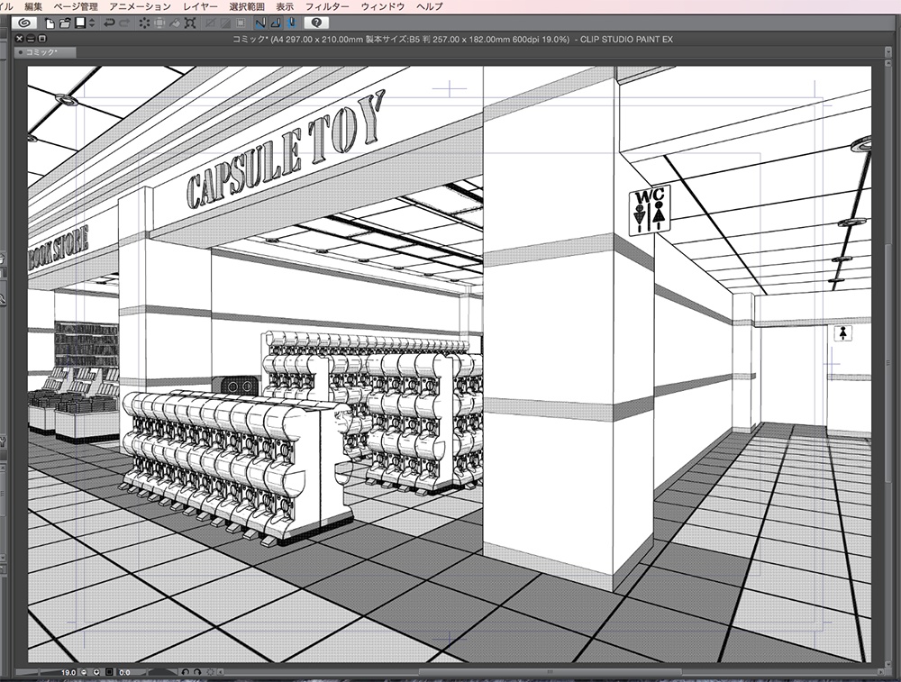 漫画背景用3D素材「カプセルトイショップ」(CLIP STUDIO用 3Dオブジェクト.cs3o)