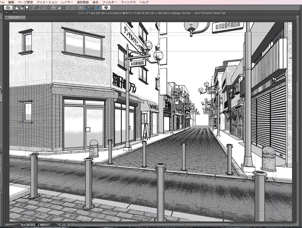 漫画背景用3D素材「商店街」(CLIP STUDIO用 3Dオブジェクト.cs3o)