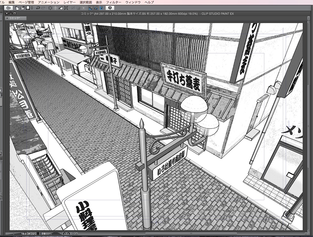 漫画背景用3D素材「商店街」(CLIP STUDIO用 3Dオブジェクト.cs3o)