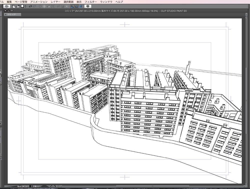 漫画背景用3D素材「軍艦島」(CLIP STUDIO用 3Dオブジェクト.cs3o)