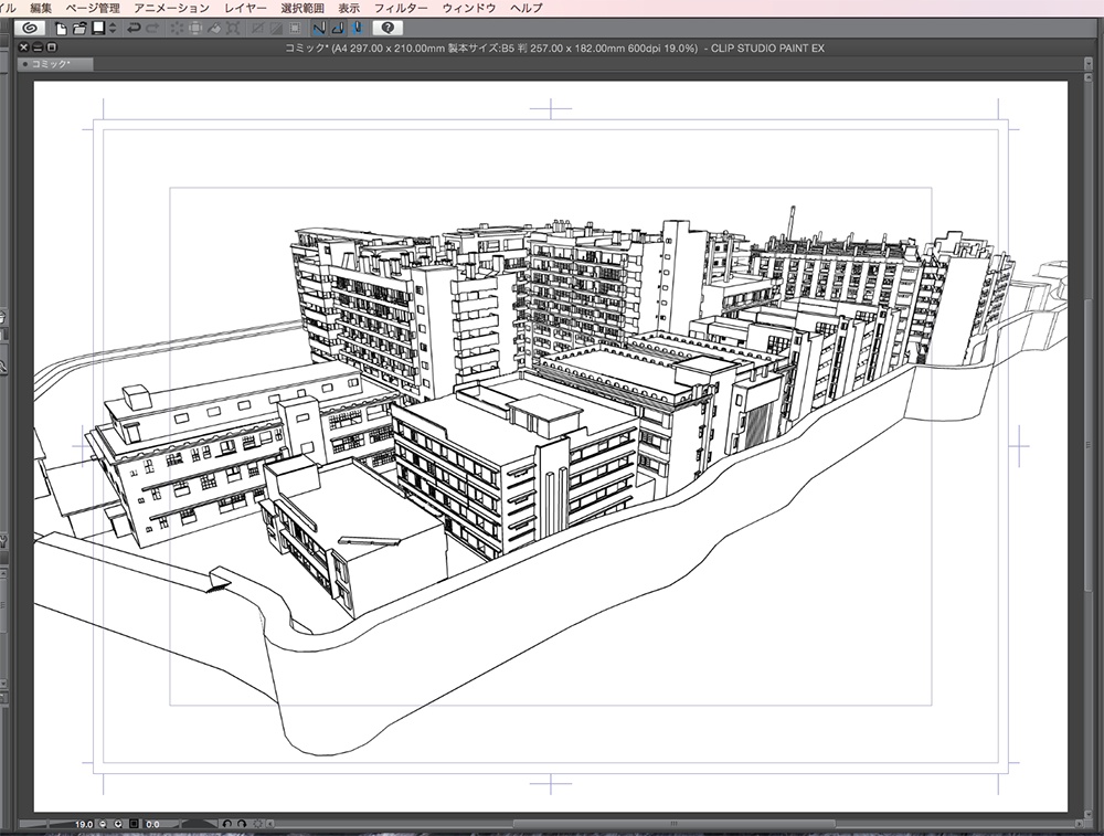 漫画背景用3D素材「軍艦島」(CLIP STUDIO用 3Dオブジェクト.cs3o)