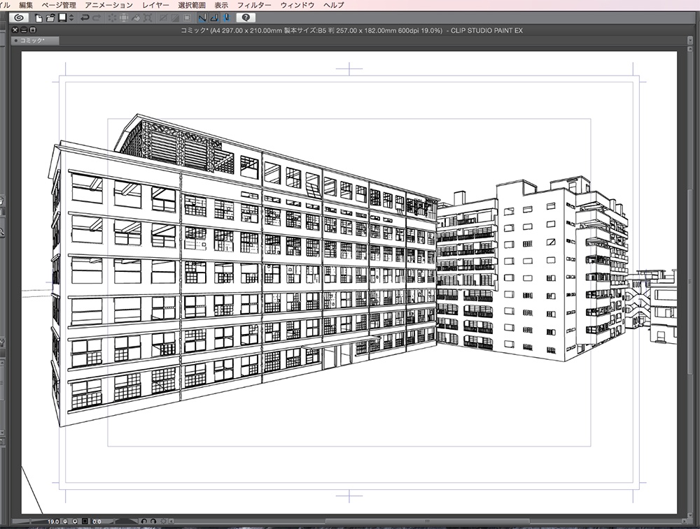 漫画背景用3D素材「軍艦島」(CLIP STUDIO用 3Dオブジェクト.cs3o)
