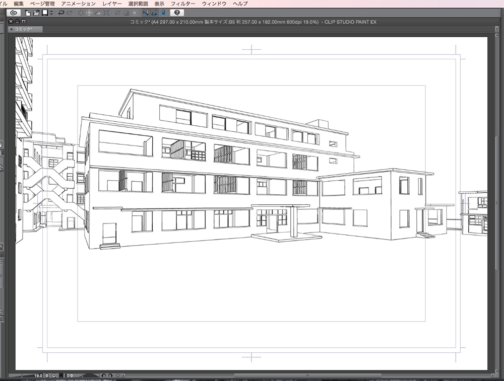 漫画背景用3D素材「軍艦島」(CLIP STUDIO用 3Dオブジェクト.cs3o)