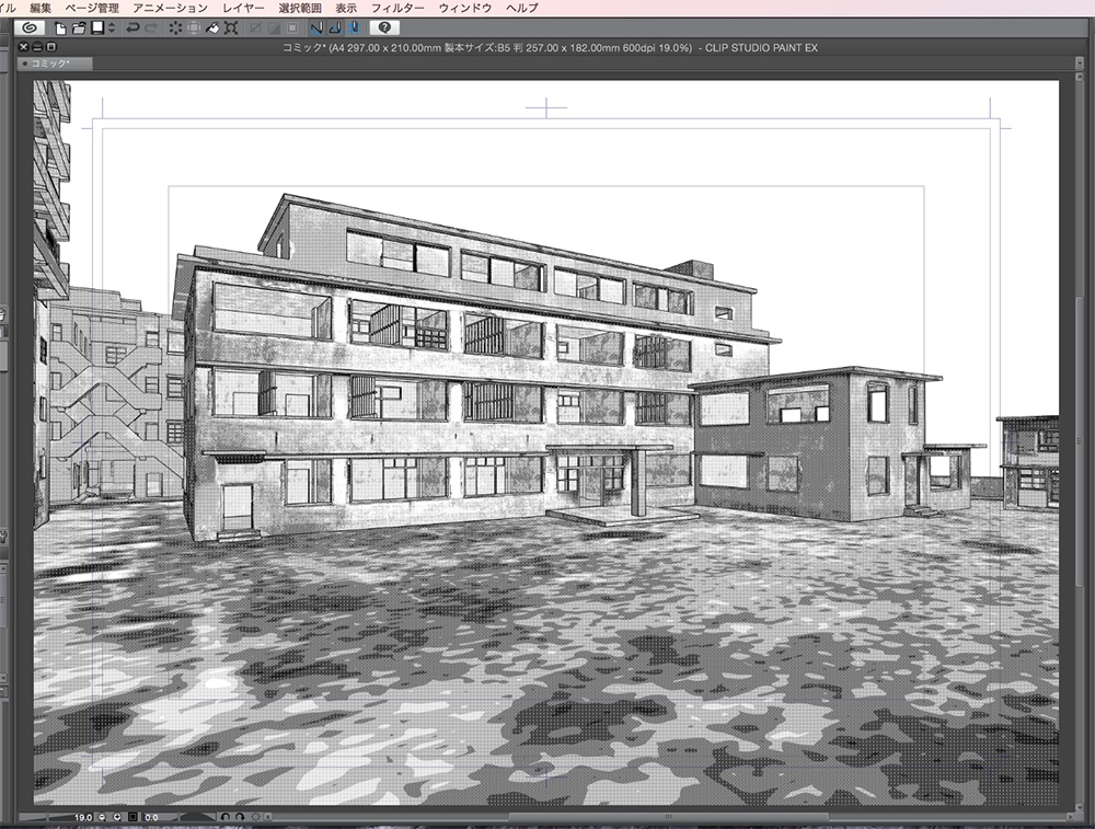 漫画背景用3D素材「軍艦島」(CLIP STUDIO用 3Dオブジェクト.cs3o)