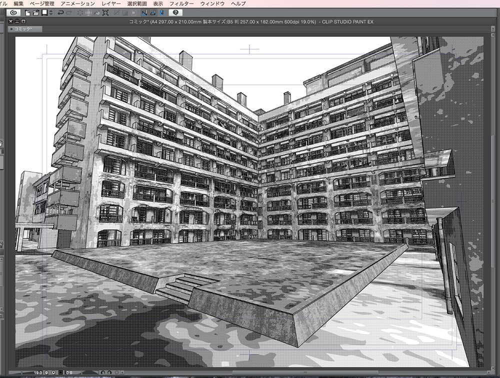 漫画背景用3D素材「軍艦島」(CLIP STUDIO用 3Dオブジェクト.cs3o)