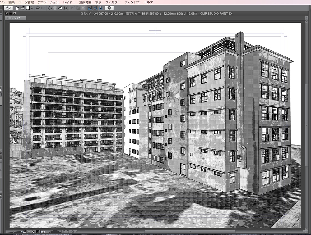 漫画背景用3D素材「軍艦島」(CLIP STUDIO用 3Dオブジェクト.cs3o)