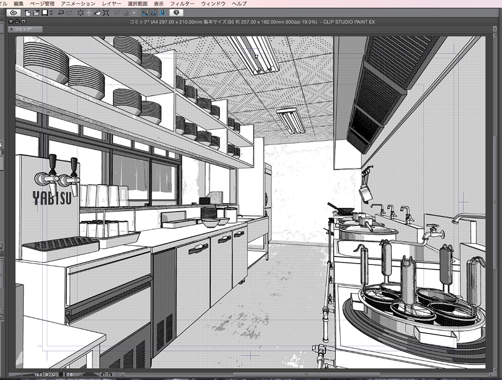 漫画背景用3D素材「居酒屋とラーメン屋」(CLIP STUDIO用 3Dオブジェクト.cs3o)