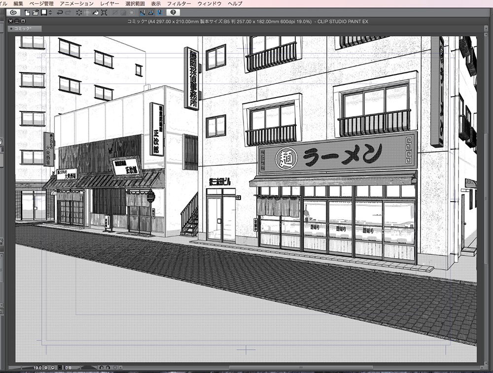 漫画背景用3D素材「居酒屋とラーメン屋」(CLIP STUDIO用 3Dオブジェクト.cs3o)