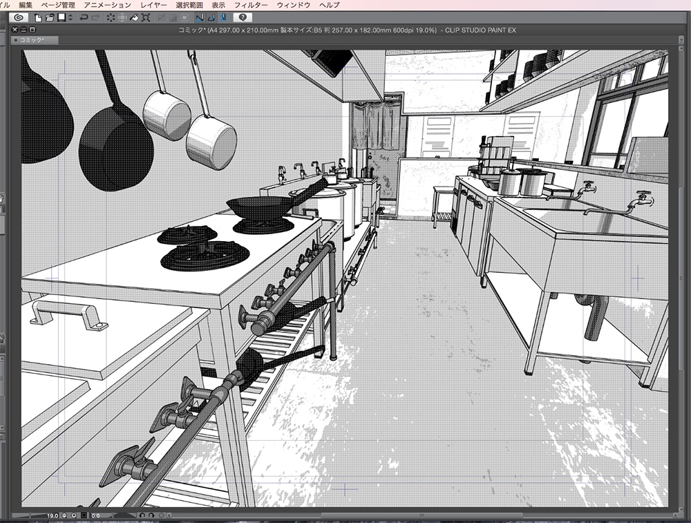 漫画背景用3D素材「居酒屋とラーメン屋」(CLIP STUDIO用 3Dオブジェクト.cs3o)