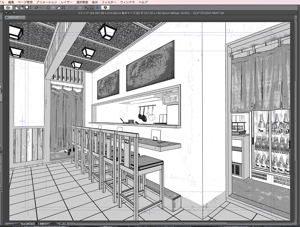 漫画背景用3D素材「居酒屋とラーメン屋」(CLIP STUDIO用 3Dオブジェクト.cs3o)