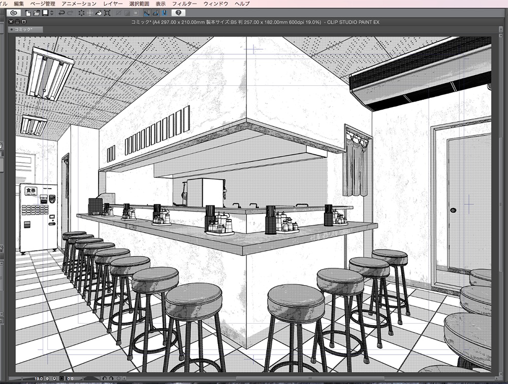 漫画背景用3D素材「居酒屋とラーメン屋」(CLIP STUDIO用 3Dオブジェクト.cs3o)