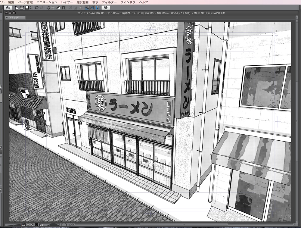 漫画背景用3D素材「居酒屋とラーメン屋」(CLIP STUDIO用 3Dオブジェクト.cs3o)