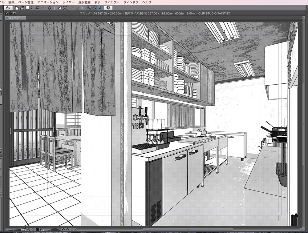 漫画背景用3D素材「居酒屋とラーメン屋」(CLIP STUDIO用 3Dオブジェクト.cs3o)
