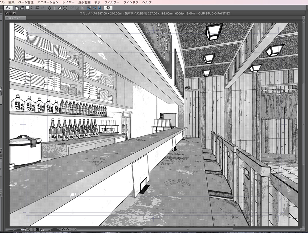 漫画背景用3D素材「居酒屋とラーメン屋」(CLIP STUDIO用 3Dオブジェクト.cs3o)