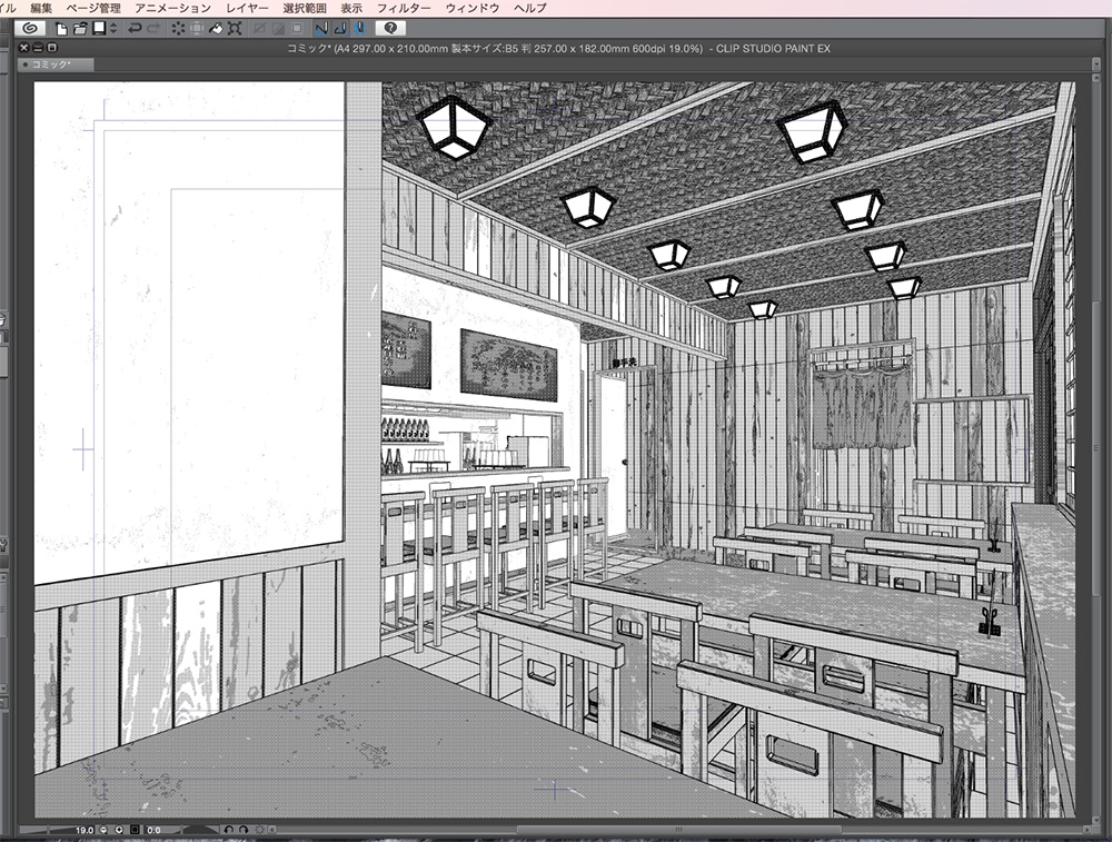 漫画背景用3D素材「居酒屋とラーメン屋」(CLIP STUDIO用 3Dオブジェクト.cs3o)