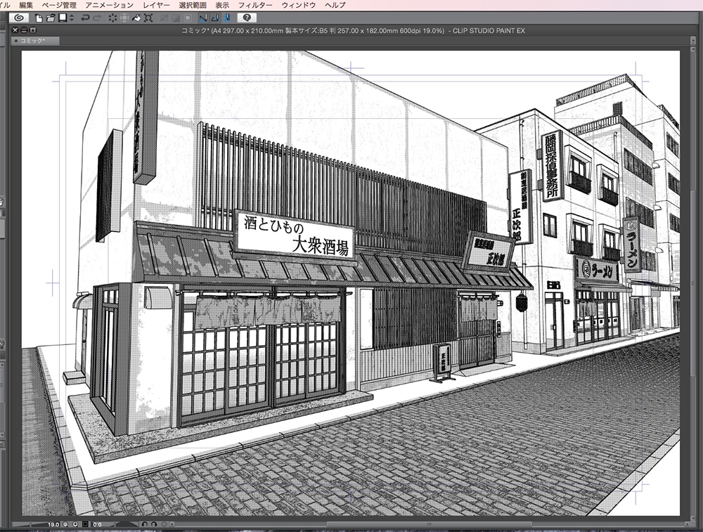 漫画背景用3D素材「居酒屋とラーメン屋」(CLIP STUDIO用 3Dオブジェクト.cs3o)