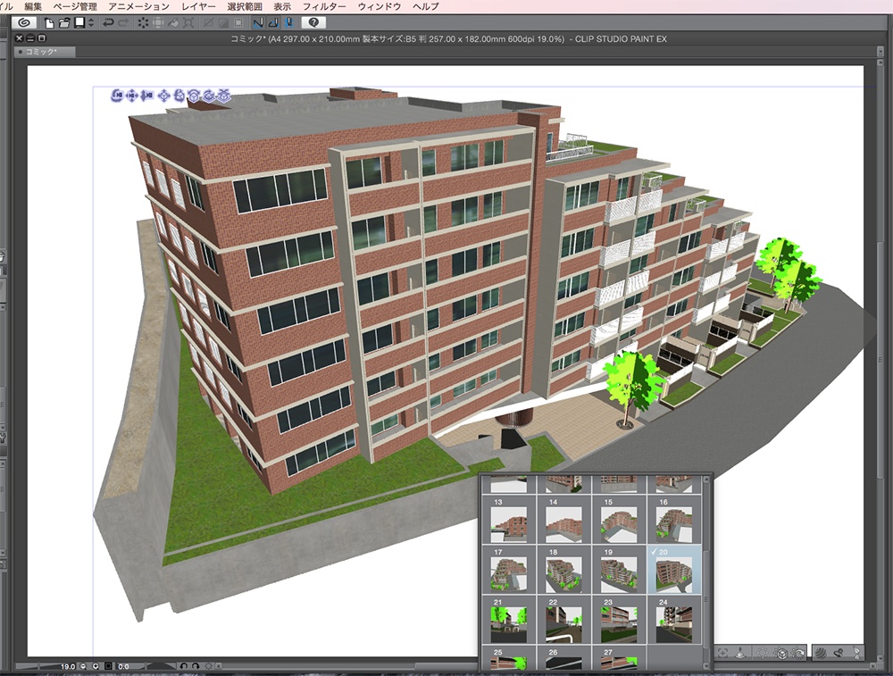 漫画背景用3D素材「マンション_YK」(CLIP STUDIO用 3Dオブジェクト.cs3o)