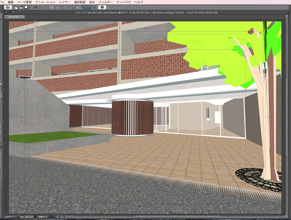 漫画背景用3D素材「マンション_YK」(CLIP STUDIO用 3Dオブジェクト.cs3o)