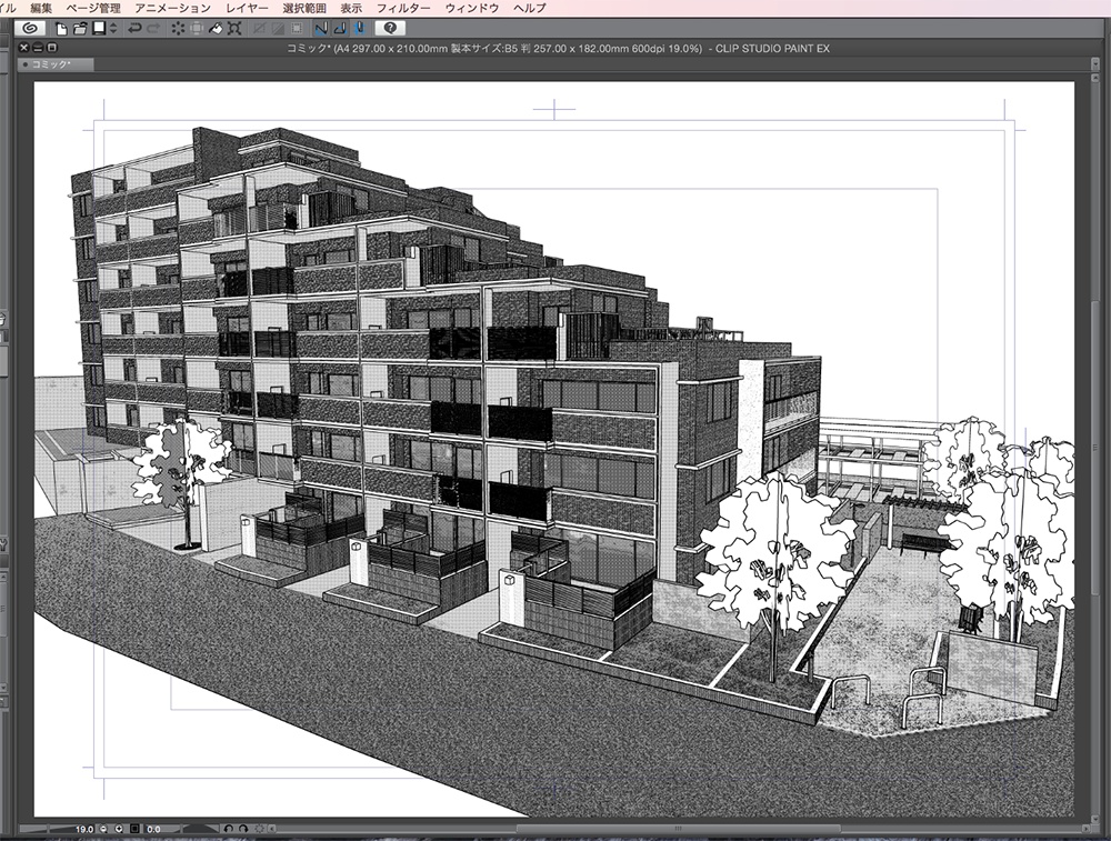 漫画背景用3D素材「マンション_YK」(CLIP STUDIO用 3Dオブジェクト.cs3o)