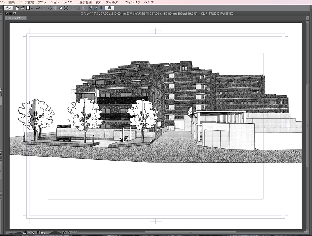 漫画背景用3D素材「マンション_YK」(CLIP STUDIO用 3Dオブジェクト.cs3o)