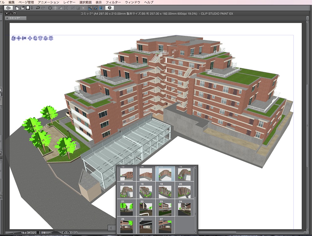 漫画背景用3D素材「マンション_YK」(CLIP STUDIO用 3Dオブジェクト.cs3o)