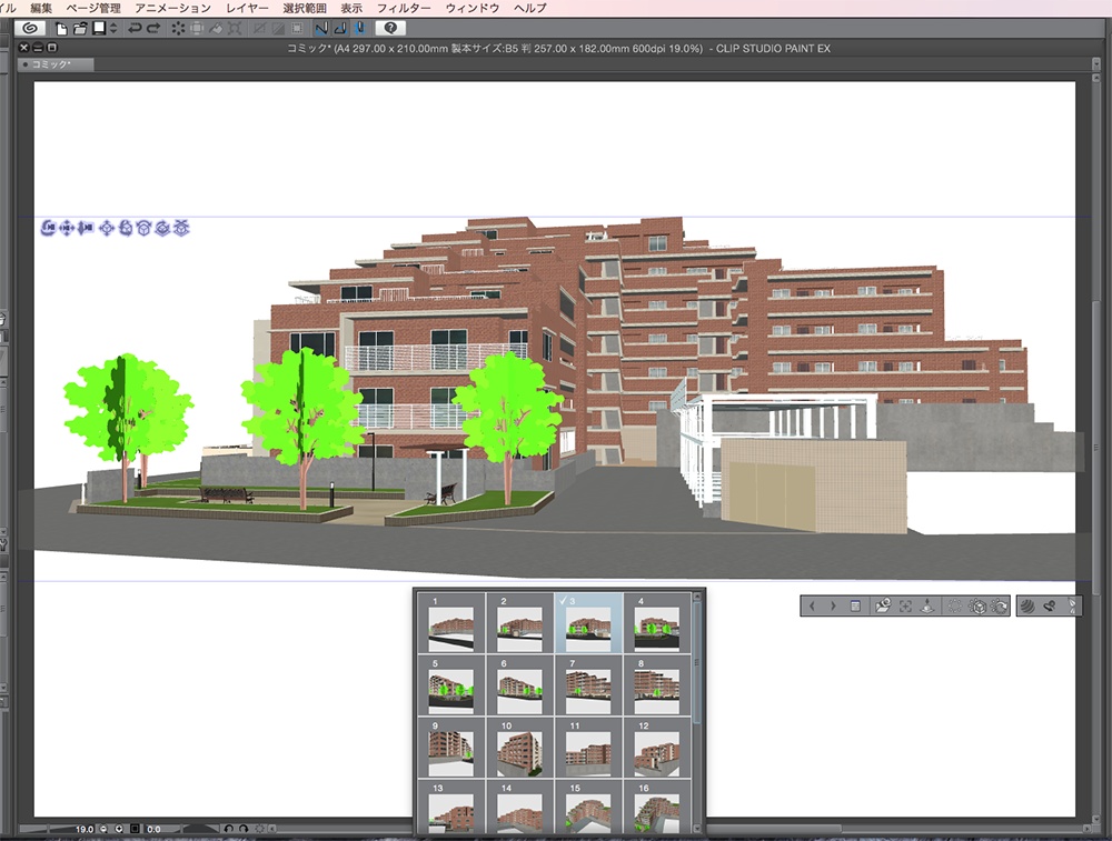 漫画背景用3D素材「マンション_YK」(CLIP STUDIO用 3Dオブジェクト.cs3o)