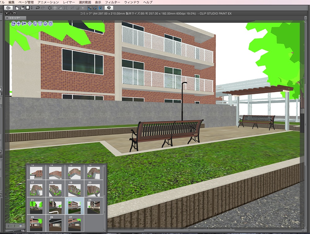 漫画背景用3D素材「マンション_YK」(CLIP STUDIO用 3Dオブジェクト.cs3o)