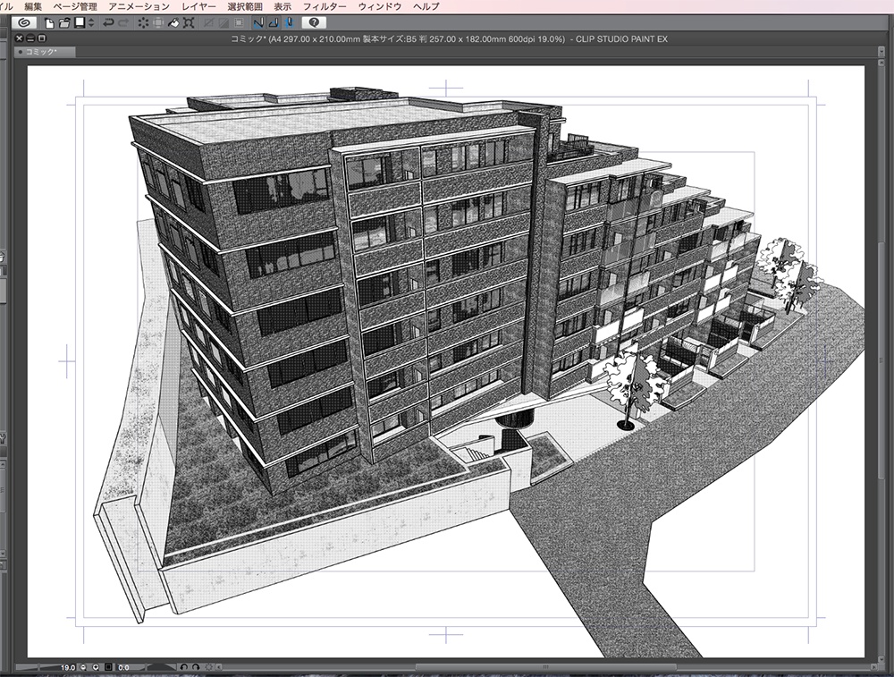 漫画背景用3D素材「マンション_YK」(CLIP STUDIO用 3Dオブジェクト.cs3o)