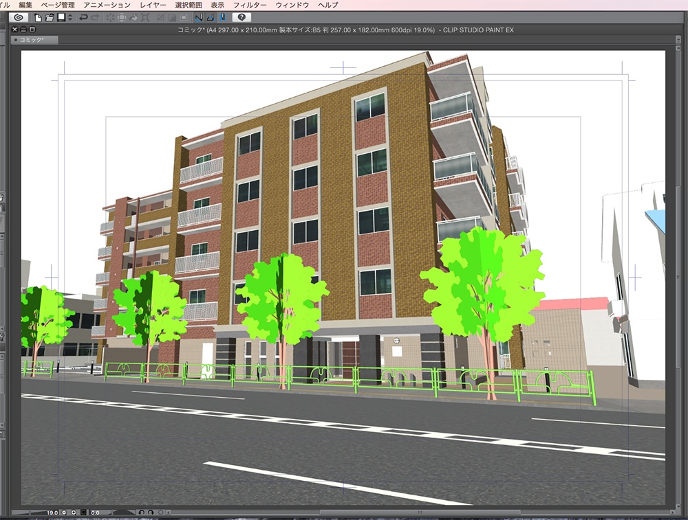 漫画背景用3D素材「マンション_KB」(CLIP STUDIO用 3Dオブジェクト.cs3o)