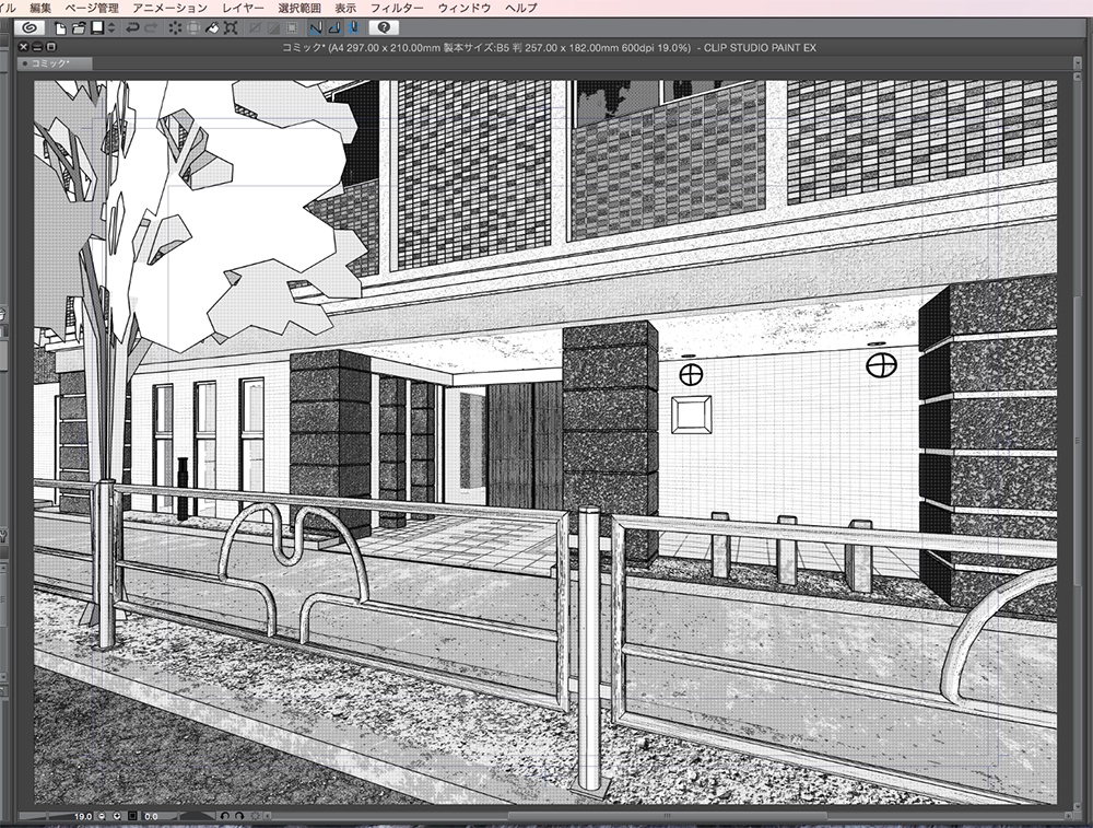 漫画背景用3D素材「マンション_KB」(CLIP STUDIO用 3Dオブジェクト.cs3o)