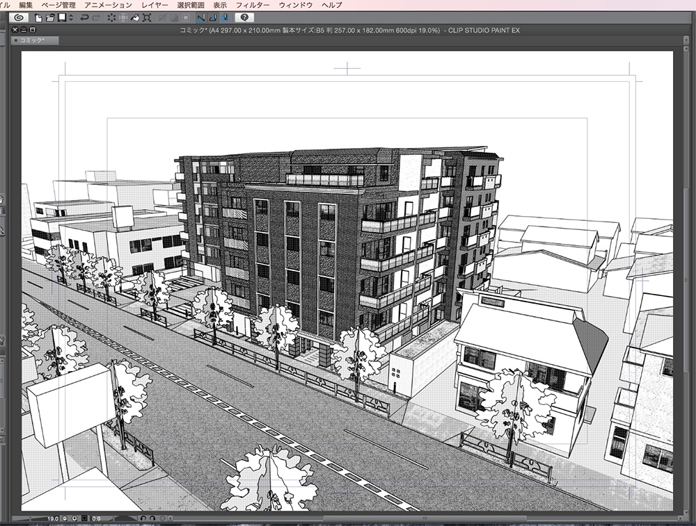 漫画背景用3D素材「マンション_KB」(CLIP STUDIO用 3Dオブジェクト.cs3o)