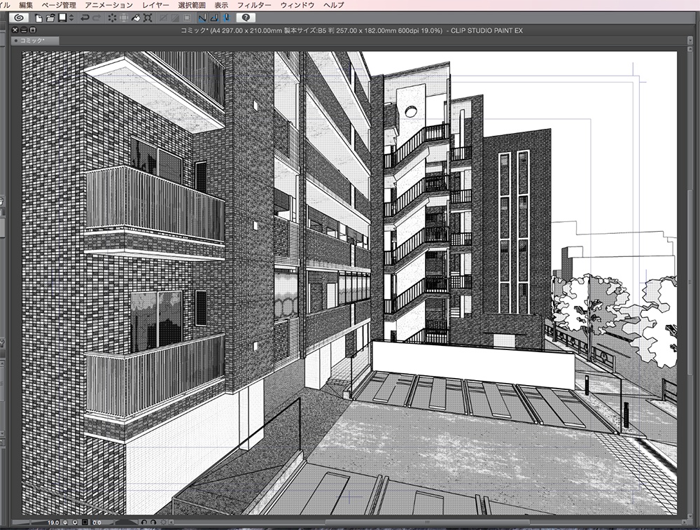 漫画背景用3D素材「マンション_KB」(CLIP STUDIO用 3Dオブジェクト.cs3o)