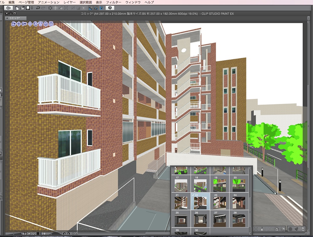 漫画背景用3D素材「マンション_KB」(CLIP STUDIO用 3Dオブジェクト.cs3o)