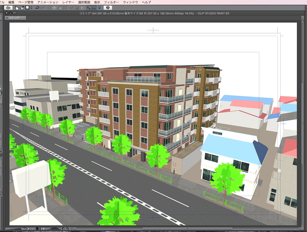 漫画背景用3D素材「マンション_KB」(CLIP STUDIO用 3Dオブジェクト.cs3o)
