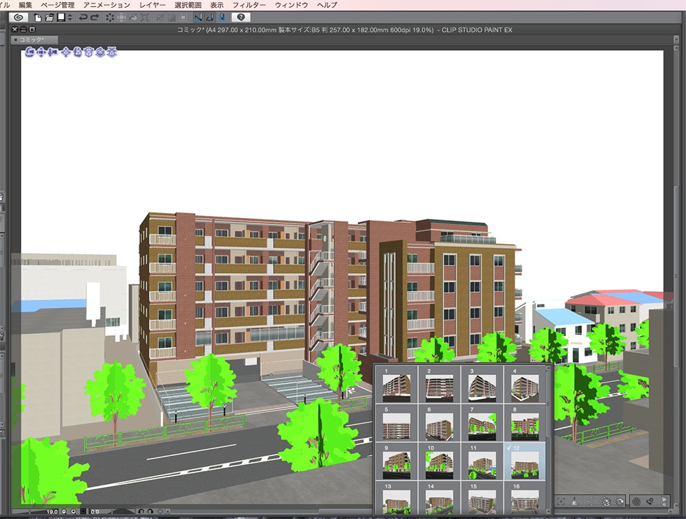 漫画背景用3D素材「マンション_KB」(CLIP STUDIO用 3Dオブジェクト.cs3o)