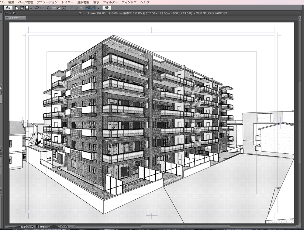 漫画背景用3D素材「マンション_KB」(CLIP STUDIO用 3Dオブジェクト.cs3o)