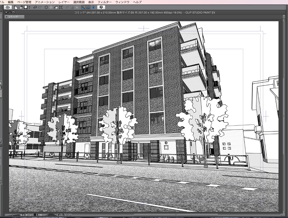 漫画背景用3D素材「マンション_KB」(CLIP STUDIO用 3Dオブジェクト.cs3o)