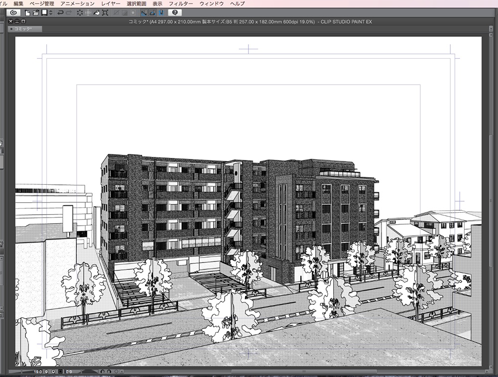 漫画背景用3D素材「マンション_KB」（CLIP STUDIO用 3Dオブジェクト.cs3o）