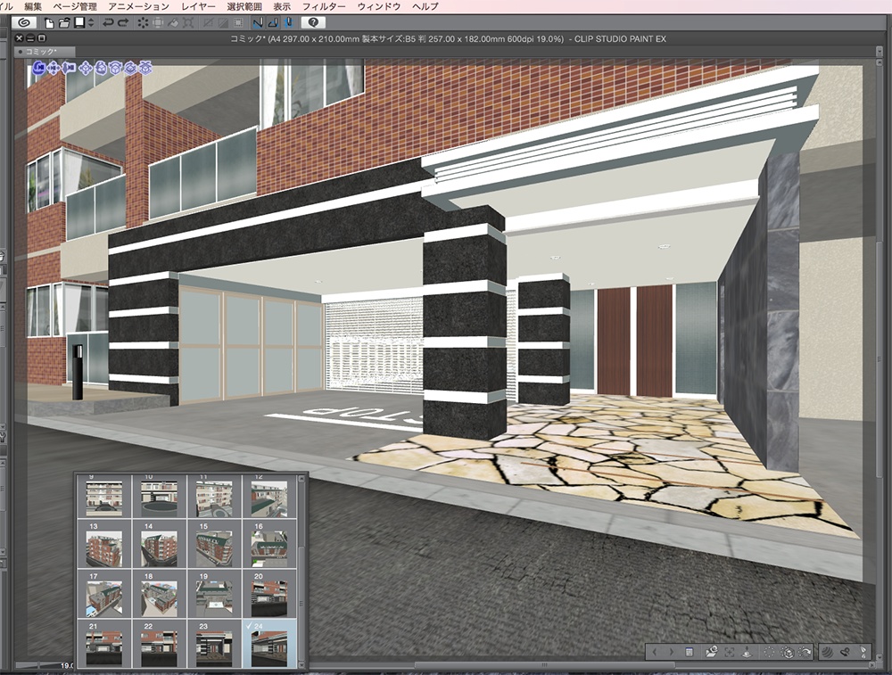 漫画背景用3D素材「マンション_MK2」(CLIP STUDIO用 3Dオブジェクト.cs3o)