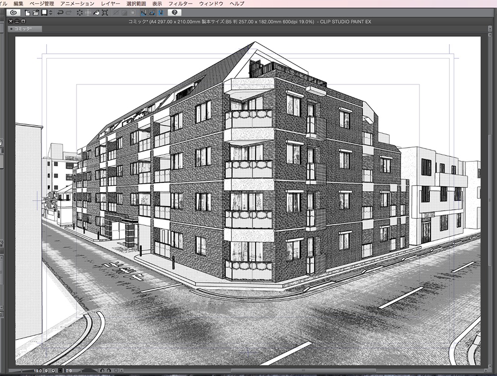 漫画背景用3D素材「マンション_MK2」(CLIP STUDIO用 3Dオブジェクト.cs3o)