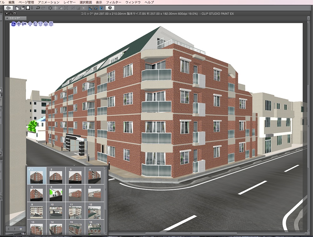 漫画背景用3D素材「マンション_MK2」(CLIP STUDIO用 3Dオブジェクト.cs3o)