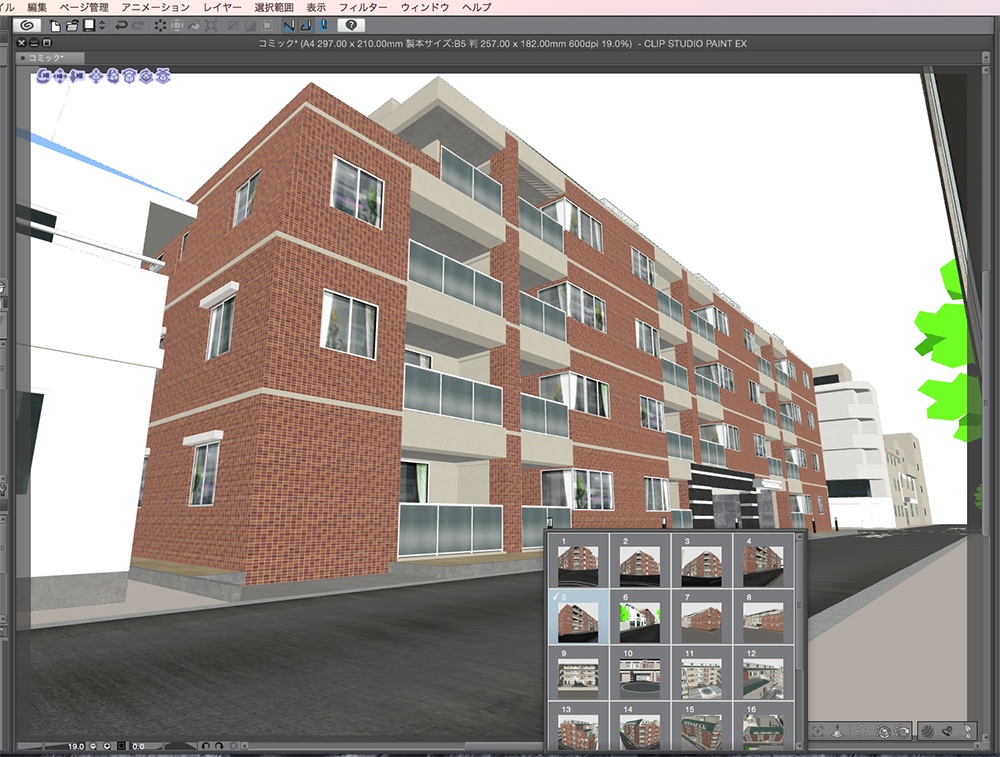 漫画背景用3D素材「マンション_MK2」(CLIP STUDIO用 3Dオブジェクト.cs3o)