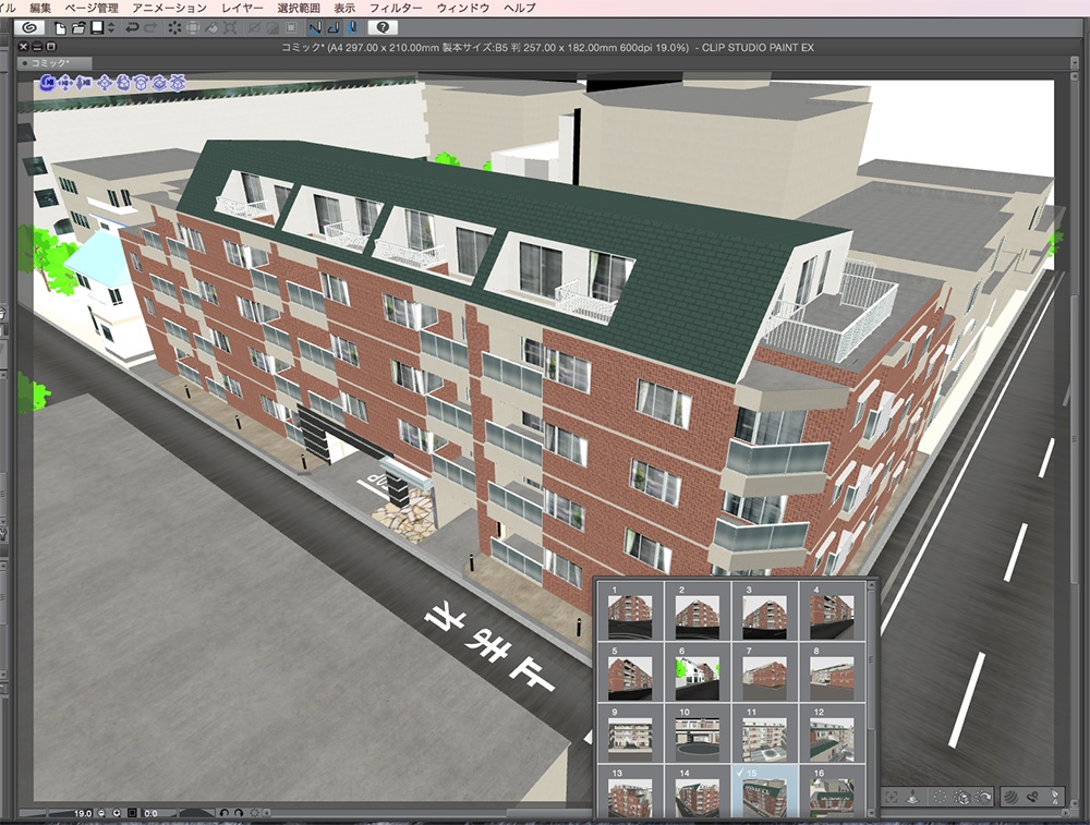 漫画背景用3D素材「マンション_MK2」(CLIP STUDIO用 3Dオブジェクト.cs3o)
