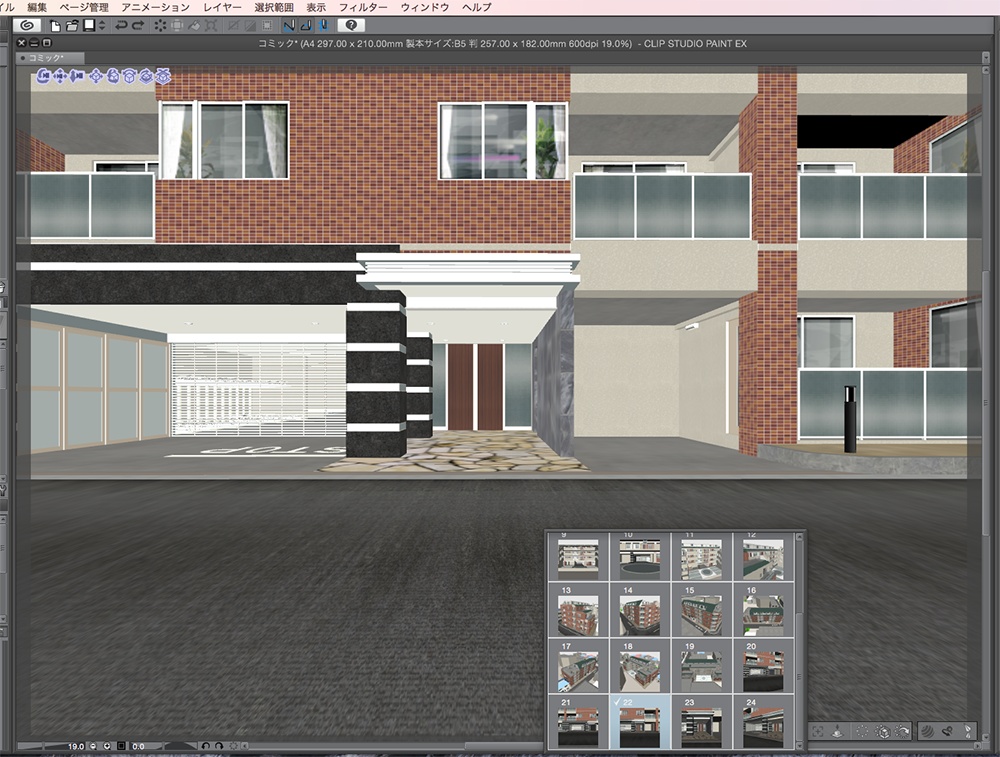 漫画背景用3D素材「マンション_MK2」(CLIP STUDIO用 3Dオブジェクト.cs3o)
