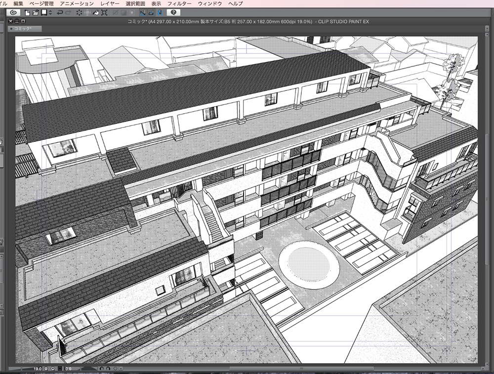 漫画背景用3D素材「マンション_MK2」(CLIP STUDIO用 3Dオブジェクト.cs3o)