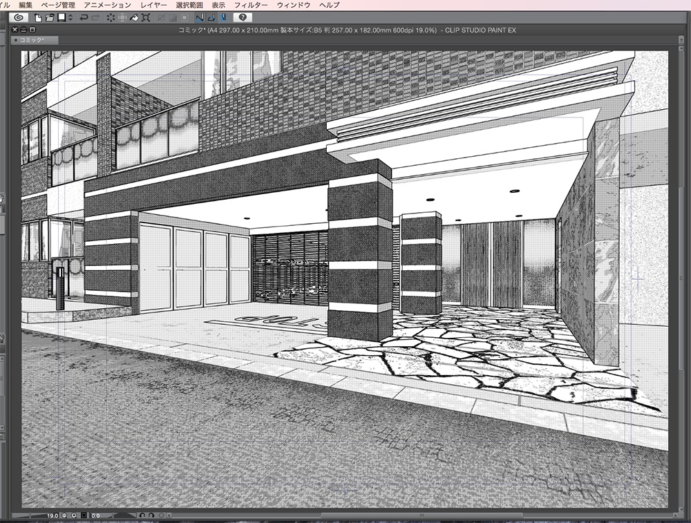 漫画背景用3D素材「マンション_MK2」(CLIP STUDIO用 3Dオブジェクト.cs3o)